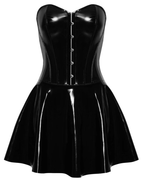 Black Level Sukienka Mini Winylowa Czarna S Gorsetowy Top