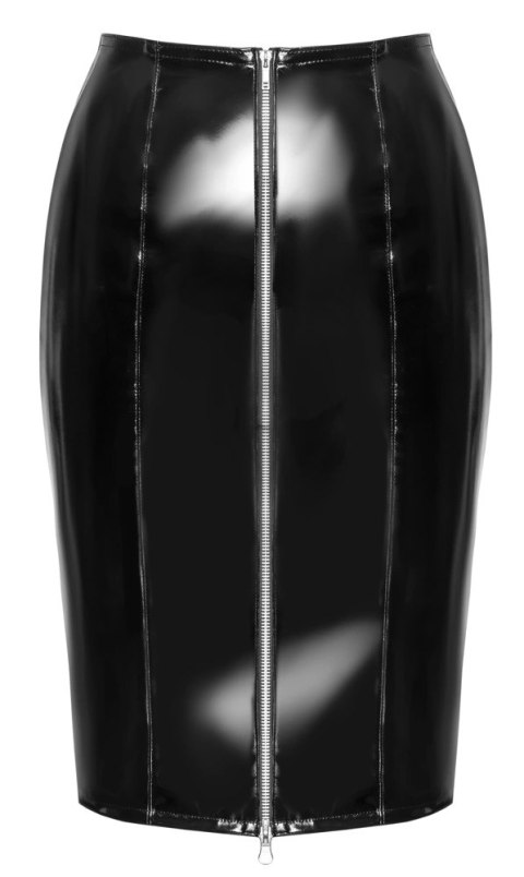 Black Level Winylowa Spodnica Czarna M z Dwukierunkowym Zamkiem