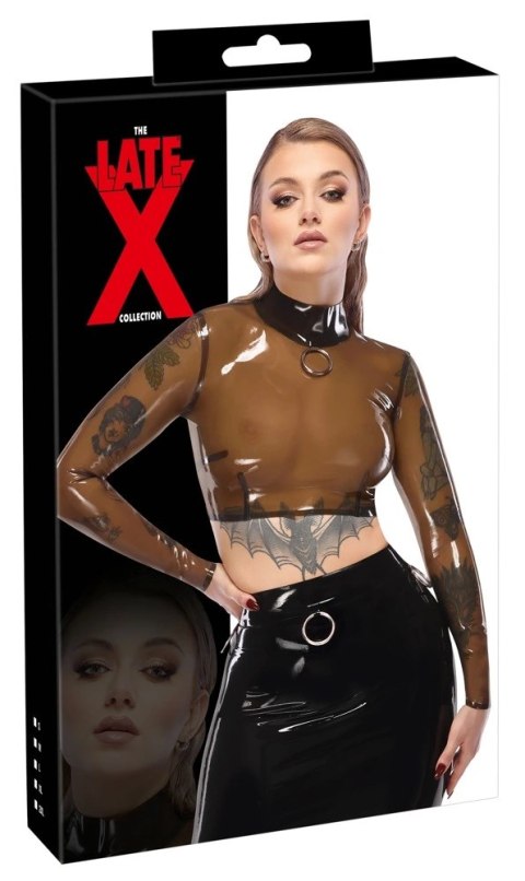 LateX Koszulka lateksowa długi rękaw bez brzucha 2XL czarna