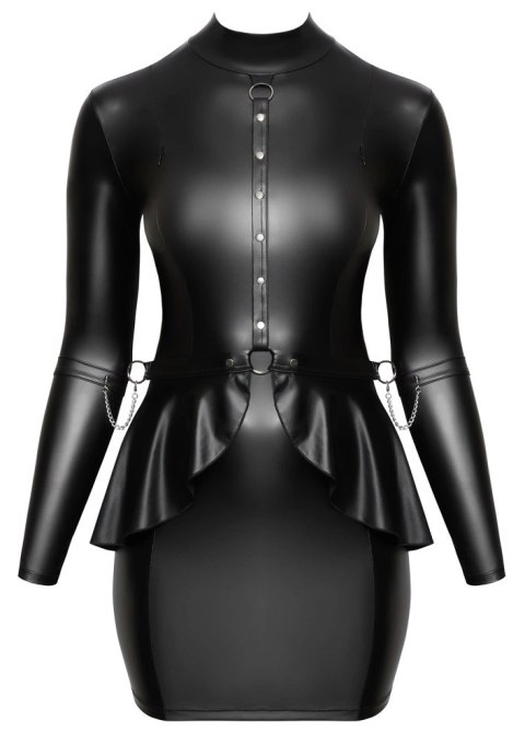 Cottelli Bondage Sukienka XL Czarna Matowa z Łańcuszkami i Mankietami