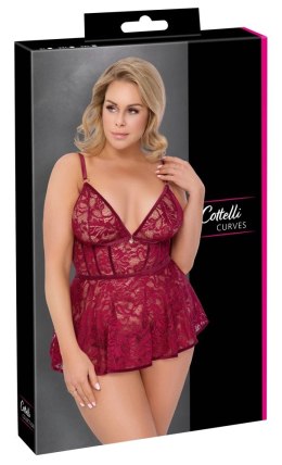 Cottelli Curves Babydoll z koronką i majtkami z wycięciem czerwone 2XL
