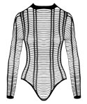Cottelli Fantasy Body w Prążki Czarne S-L Prześwitujące Elastyczne