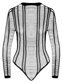 Cottelli Fantasy Body w Prążki Czarne S-L Prześwitujące Elastyczne