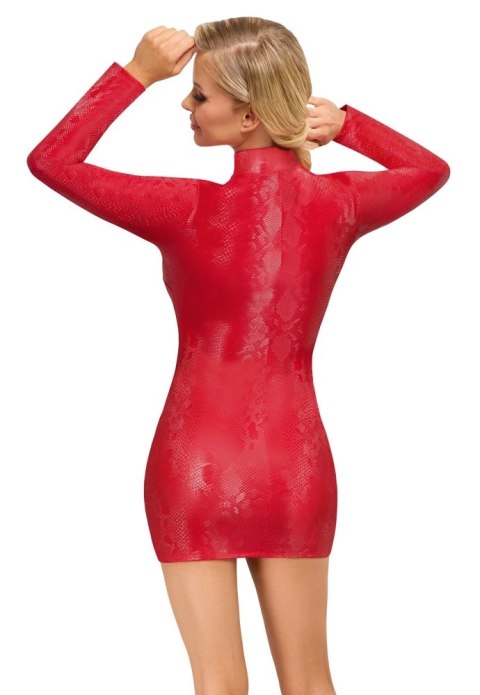 Cottelli PARTY mini sukienka damska czerwona skora węża L długi rękaw