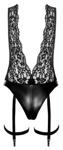 Noir Body koronkowe z paskami do pończoch czarne L model Libido