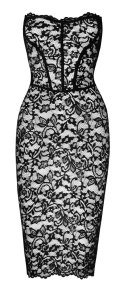 Noir Libido sukienka tubowa bez ramion czarna koronka M