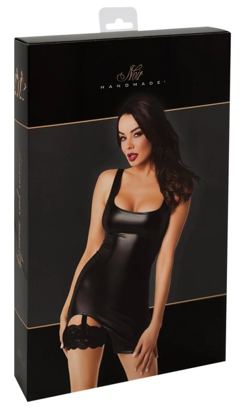 Noir Mini Sukienka Czarna XL na Ramiączkach z Koronką