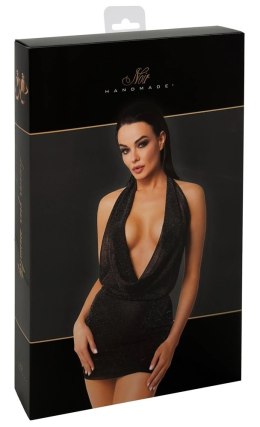 Noir Orgia Luminara Mini Sukienka Czarna XL z Efektem Połysku