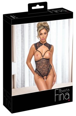 Abierta Fina Body XL Koronka Kwiatowa z Odkrytym Biustem i Łańcuszkami