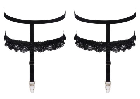 Cottelli ACCESSOIRES Podwiązki czarne koronkowe L/XL regulowane