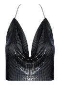 Cottelli ACCESSOIRES Top Czarny z Cekinow na Regulowanym Łańcuszku