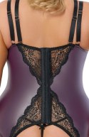 Cottelli CURVES komplet koszulka matowa z szelkami i stringi XL fiolet