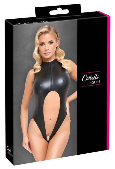 Cottelli Lingerie Body czarne matowe z zamkiem, otwarty kroj L