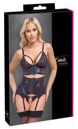 Cottelli Lingerie Top matowy z koronką + stringi bez szwu XL czarny