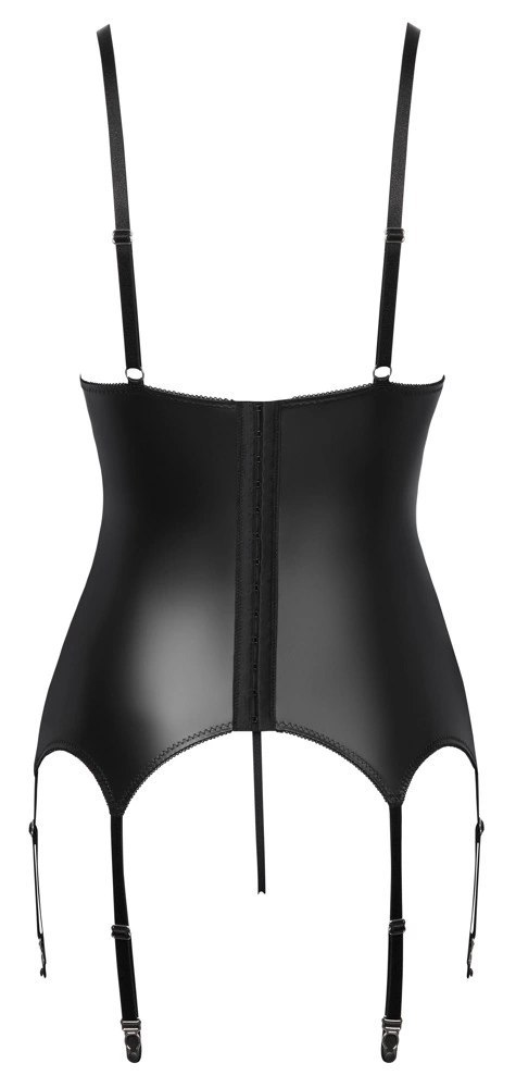 Cottelli Lingerie Top matowy z koronką + stringi bez szwu XL czarny
