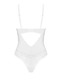 Obsessive Alissium Body białe koronka XL/2XL regulowane ramiączka