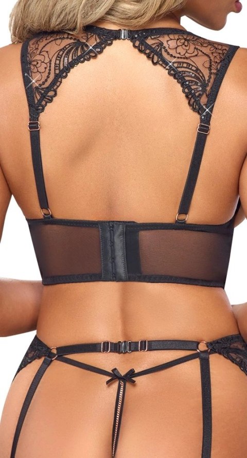 Abierta Fina Komplet Koronkowy do Pończoch Czarny XL, tiul, regulacja