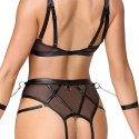 Cottelli Collection Bondage Czarny 3-częściowy komplet L z kajdankami