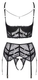 Cottelli LINGERIE Komplet Koronkowy 3-Częściowy Czarny 80B/M
