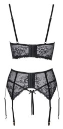 Cottelli LINGERIE Komplet Koronkowy 3-Częściowy Czarny 80B/M