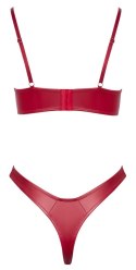 Cottelli Lingerie Komplet Wet Look Biustonosz + Stringi Paseczki Czerwone 75B/S