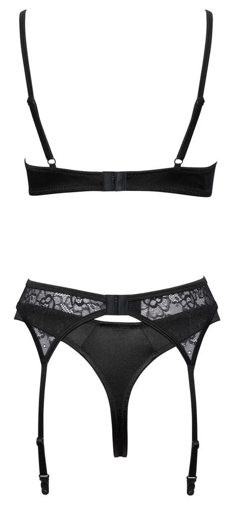 Cottelli Lingerie komplet czarny 75B/S z biżuteryjnymi detalami