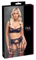 Cottelli Lingerie komplet czarny koronkowy z pasem do pończoch 80B/M