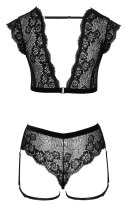 Cottelli Lingerie komplet koronkowy top i majtki czarne S