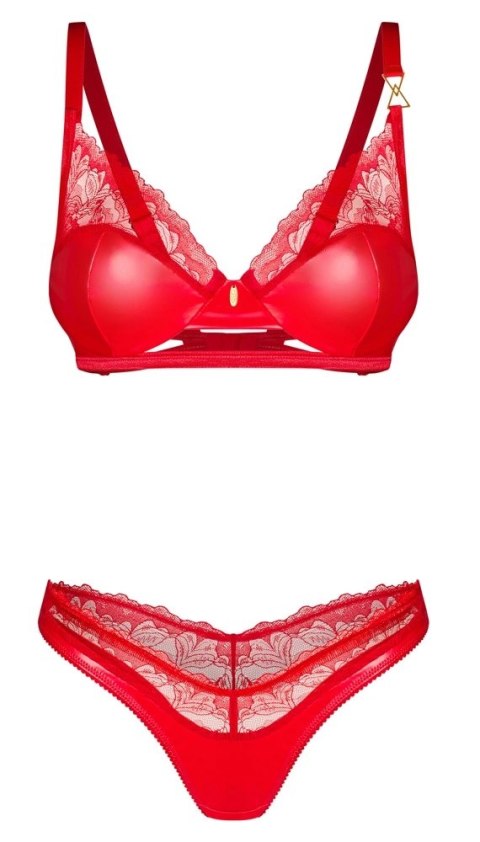Obsessive Aliosa Komplet 2-częściowy czerwony S/M koronkowy, regulowany