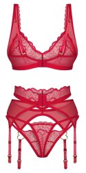 Obsessive Aliosa Komplet Damski Czerwony L/XL z Koronką