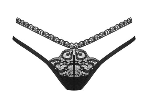 Obsessive Blomentis Stringi damskie czarne koronka M/L komfort