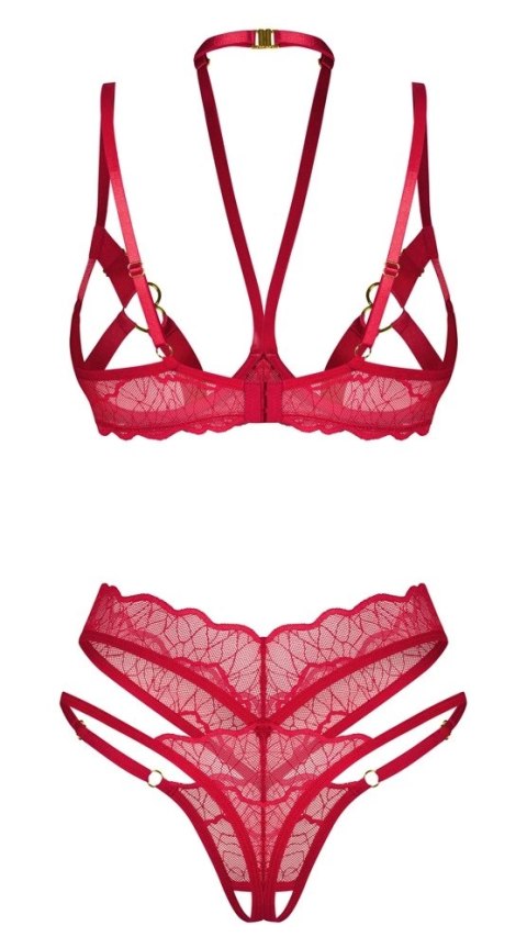 Obsessive Cupide Desir czerwony komplet koronkowy S/M regulowany