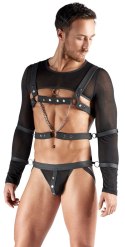 Svenjoyment Bondage Top Uprząż 4 Mankiety Czarny 2XL Elastyczny
