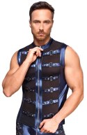 NEK Męski bezrękawnik M niebieski z czarnymi wstawkami siateczki