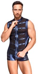 NEK Męski bezrękawnik M niebieski z czarnymi wstawkami siateczki