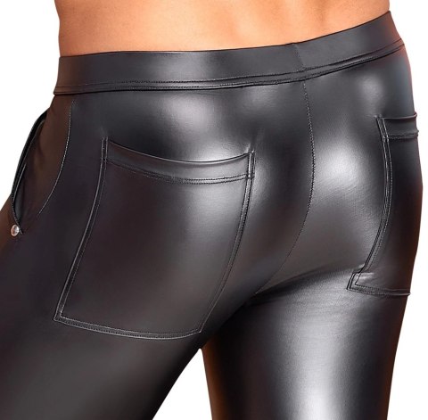 NEK Spodnie Męskie Czarny Matowy Srebrny Zamek S Elastyczny Pas