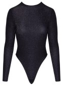 Cottelli PARTY Body z Długim Rękawem Srebrny Brokat Czarny S