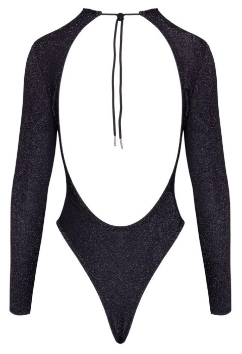 Cottelli PARTY Body z Długim Rękawem Srebrny Brokat Czarny S