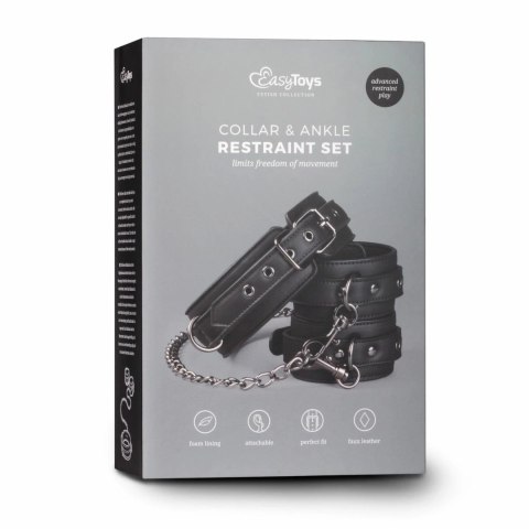 EasyToys Zestaw Obroża i Kajdanki na Kostki z Ekoskory, Regulowane