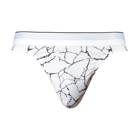 Male Power Soo Cumfy Thong L/XL biały marmurkowy - komfortowy model