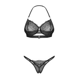 Obsessive Iliosa komplet dwuczęściowy czarny z otwartą konstrukcją S/M