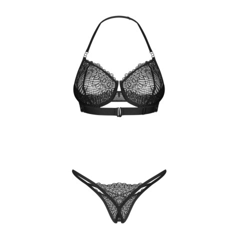 Obsessive Iliosa zestaw dwuczęściowy z koronką czarny 2XL/3XL
