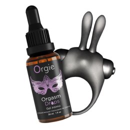 Orgie Orgasmic Bunny - pierścień wibrujący 10 trybow + żel stymulujący 15 ml