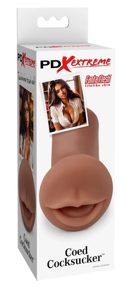 PDX Extreme Coed Cocksucker Brown - Kompaktowa maszyna intymna, brązowa