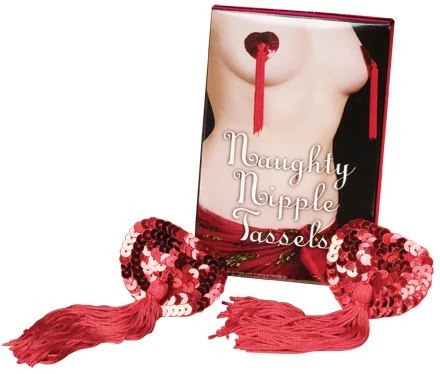 Bijoux Indiscrets Naklejki z frędzlami i cyrkoniami czerwone 10x15 cm