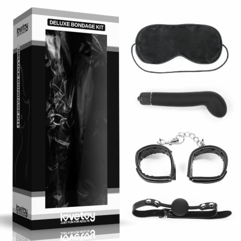 Lovetoy Deluxe Bondage 4-elementowy zestaw akcesoriow BDSM czarny