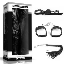 Lovetoy Deluxe Bondage Set 3-elementowy - kajdanki, knebel, pejcz