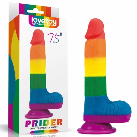 Lovetoy Prider silikonowa tęczowa forma z przyssawką 19,5 cm