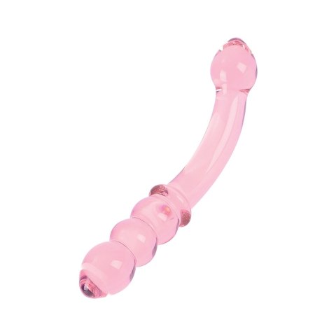 Nobu Glass Gems Rose Bead Wand szklana dwustronna wygięta prążkowana