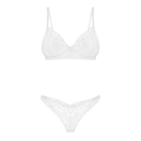 Obsessive Alissium Komplet Bielizny Biały XL/2XL Koronka i Stringi
